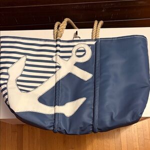 Seabag - Breton Stripe White Anchor Large Tote from Seabags